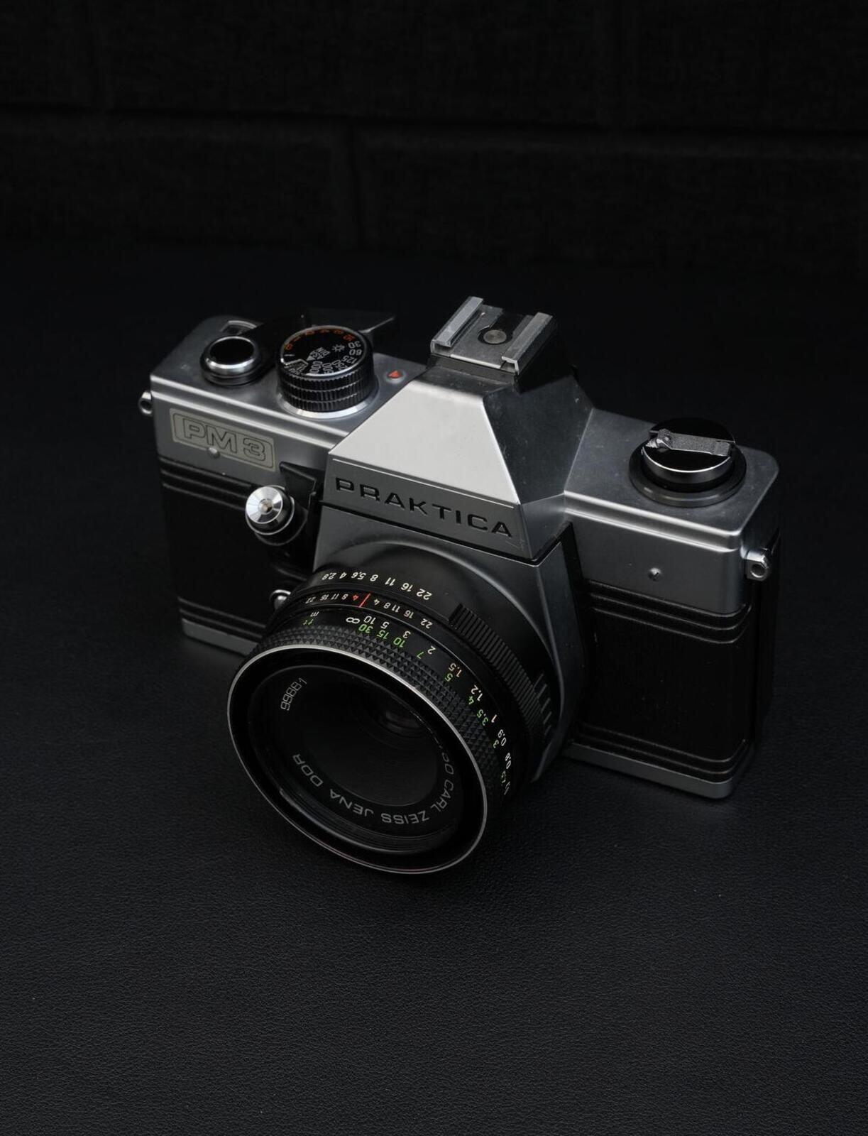 Praktica PM-3 Vintage 1980's 35mm Film Camera + Zeiss Jena 50mm 2.8 - Working