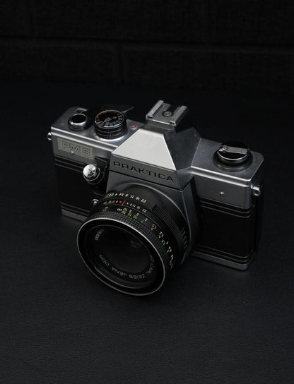 Praktica PM-3 Vintage 1980's 35mm Film Camera + Zeiss Jena 50mm 2.8 - Working